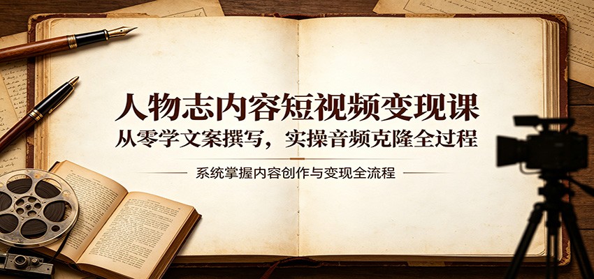 人物志内容短视频变现课：从零学文案撰写，实操音频克隆全过程-87副业网 - 互联网副业项目资源分享平台