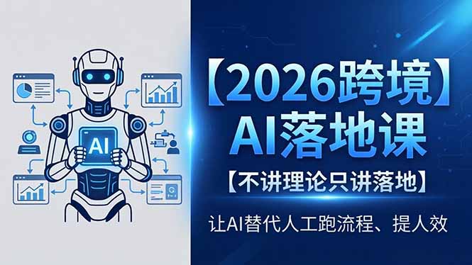 2026跨境AI落地课，不讲理论只讲落地，让AI替代人工跑流程、提人效-87副业网 - 互联网副业项目资源分享平台