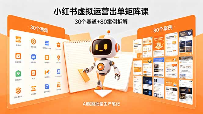 小红书虚拟运营出单矩阵课：30个赛道+80案例拆解，AI赋能批量生产笔记-87副业网 - 互联网副业项目资源分享平台
