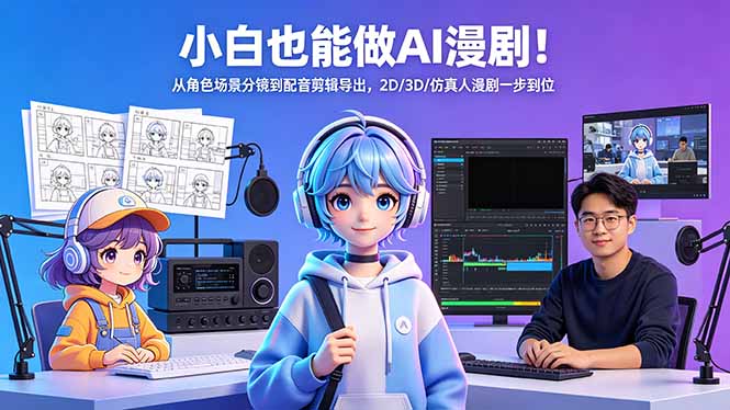 小白也能做AI漫剧！从角色场景分镜到配音剪辑导出，2D/3D/仿真人漫剧一步到位-87副业网 - 互联网副业项目资源分享平台