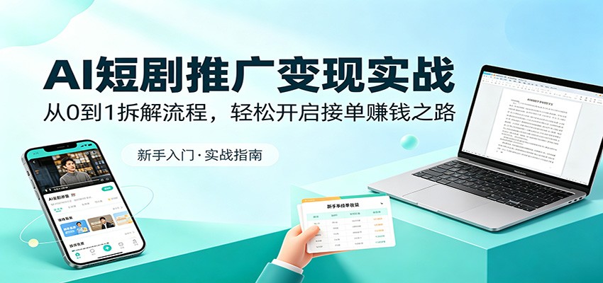 AI短剧推广变现实战：从0到1拆解流程，轻松开启接单赚钱之路-87副业网 - 互联网副业项目资源分享平台
