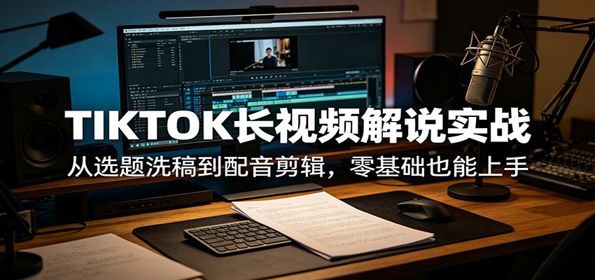 TIKTOK长视频解说实战：从选题洗稿到配音剪辑，零基础也能上手-87副业网 - 互联网副业项目资源分享平台