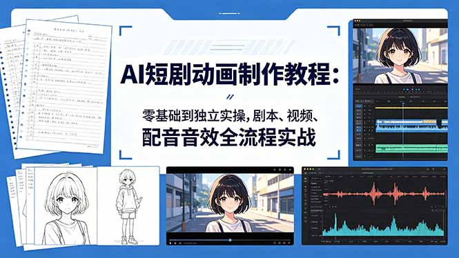 AI短剧动画制作教程：零基础到独立实操，剧本、视频、配音音效全流程实战-87副业网 - 互联网副业项目资源分享平台