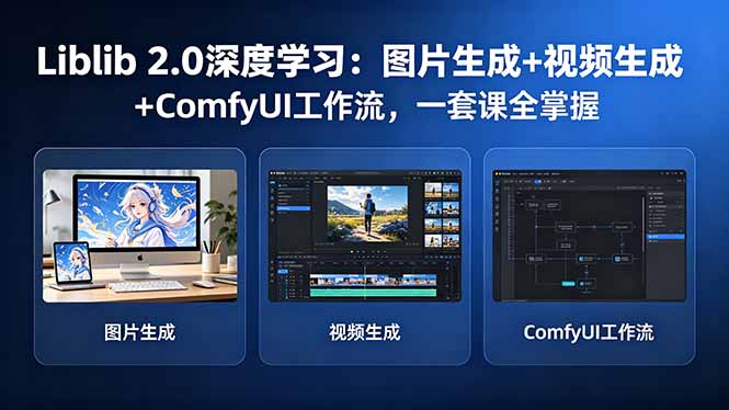 Liblib 2.0深度学习：图片生成+视频生成+ComfyUI工作流，一套课全掌握-87副业网 - 互联网副业项目资源分享平台