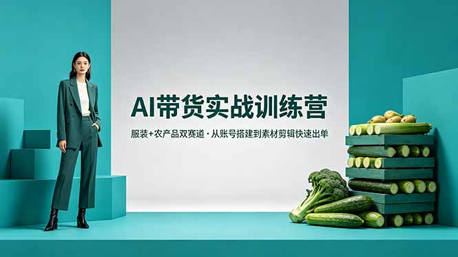 AI带货实战训练营，服装+农产品双赛道，从账号搭建到素材剪辑快速出单-87副业网 - 互联网副业项目资源分享平台
