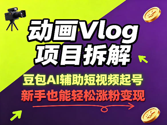 动画Vlog项目拆解，豆包AI辅助短视频起号，新手也能轻松涨粉，43条作品涨粉8.3W-87副业网 - 互联网副业项目资源分享平台