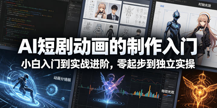 AI短剧动画的制作入门，小白入门到实战进阶，零起步到独立实操-87副业网 - 互联网副业项目资源分享平台