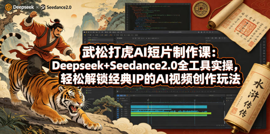 武松打虎AI短片制作课：Deepseek+Seedance2.0全工具实操，轻松解锁经典IP的AI视频创作玩法-87副业网 - 互联网副业项目资源分享平台