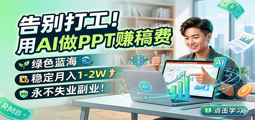 告别打工！用AI做PPT赚稿费，绿色蓝海，稳定月入1-2W，永不失业副业！-87副业网 - 互联网副业项目资源分享平台