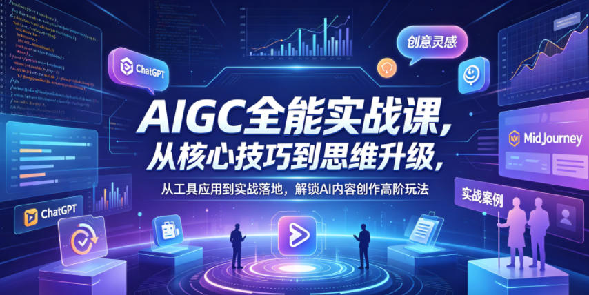 AIGC全能实战课，从核心技巧到思维升级，从工具应用到实战落地，解锁AI内容创作高阶玩法-87副业网 - 互联网副业项目资源分享平台