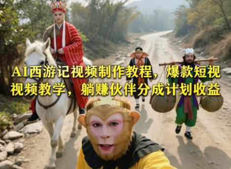 AI西游记视频制作教程，爆款短视频教学，躺賺伙伴分成计划收益-87副业网 - 互联网副业项目资源分享平台