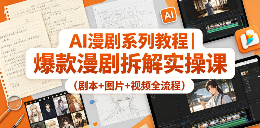 AI漫剧系列教程｜爆款漫剧拆解实操课(剧本+图片+视频全流程)-87副业网 - 互联网副业项目资源分享平台