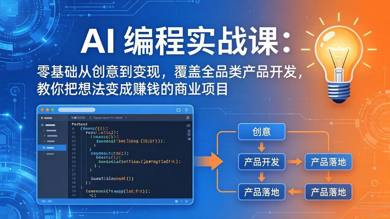 AI编程实战课-第三期-5月9更新：零基础从创意到变现，覆盖全品类产品开发，把想法变成赚钱项目-87副业网 - 互联网副业项目资源分享平台