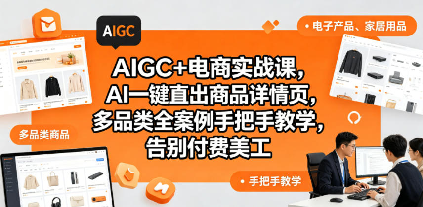 AIGC+电商实战课，AI一键直出商品详情页，多品类全案例手把手教学，告别付费美工-87副业网 - 互联网副业项目资源分享平台
