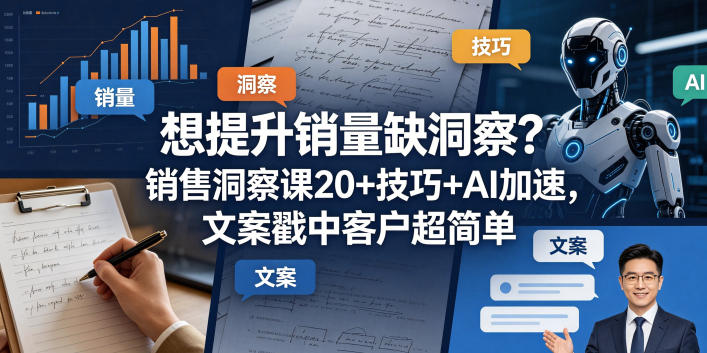 想提升销量缺洞察?销售洞察课20+技巧+AI加速,文案戳中客户超简单【原创双语字幕】-87副业网 - 互联网副业项目资源分享平台