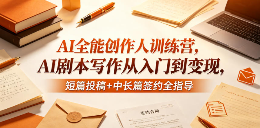 AI全能创作人训练营，AI剧本写作从入门到变现，短篇投稿+中长篇签约全指导-87副业网 - 互联网副业项目资源分享平台