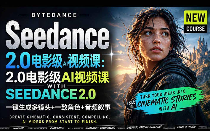 字节跳动的Seedance 2.0 AI电影视频生成制作教程,一键生成多镜头+一致角色+音频叙事-中英字幕-87副业网 - 互联网副业项目资源分享平台