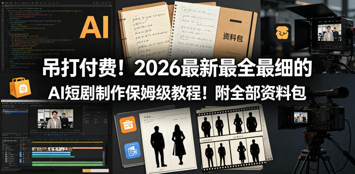 吊打付费！2026最新最全最细的AI短剧制作保姆级教程！附全部资料包-87副业网 - 互联网副业项目资源分享平台