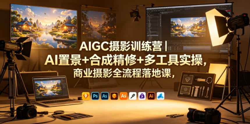 AIGC摄影训练营｜AI置景+合成精修+多工具实操，商业摄影全流程落地课-87副业网 - 互联网副业项目资源分享平台