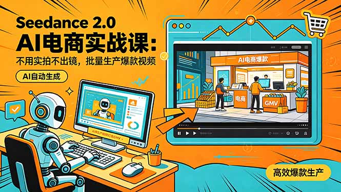 Seedance 2.0 AI电商实战课：不用实拍不出镜，批量生产爆款视频打爆GMV-87副业网 - 互联网副业项目资源分享平台