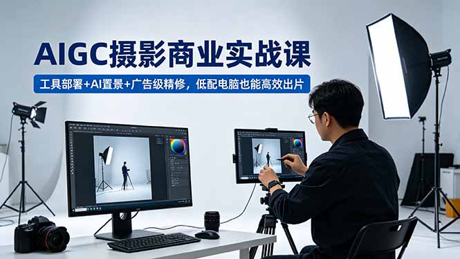 AIGC 摄影商业实战课，工具部署+AI置景+广告级精修，低配电脑也能高效出片-87副业网 - 互联网副业项目资源分享平台