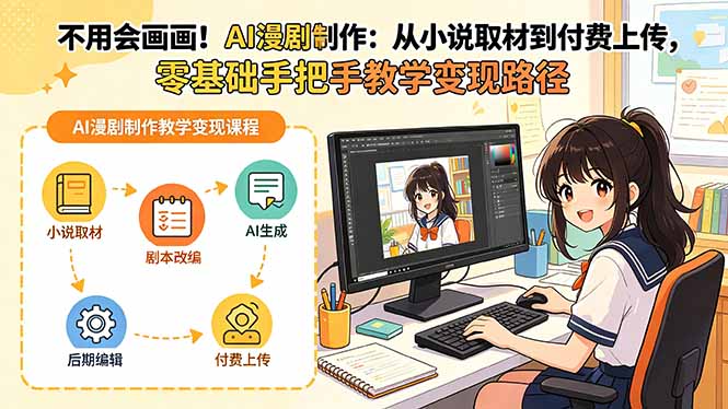 不用会画画！AI漫剧制作：从小说取材到付费上传，零基础手把手教学变现路径-87副业网 - 互联网副业项目资源分享平台