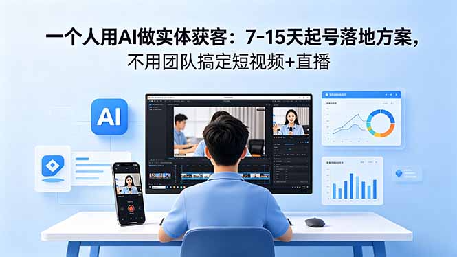 一个人用AI做实体获客：7-15天起号落地方案，不用团队搞定短视频+直播-87副业网 - 互联网副业项目资源分享平台