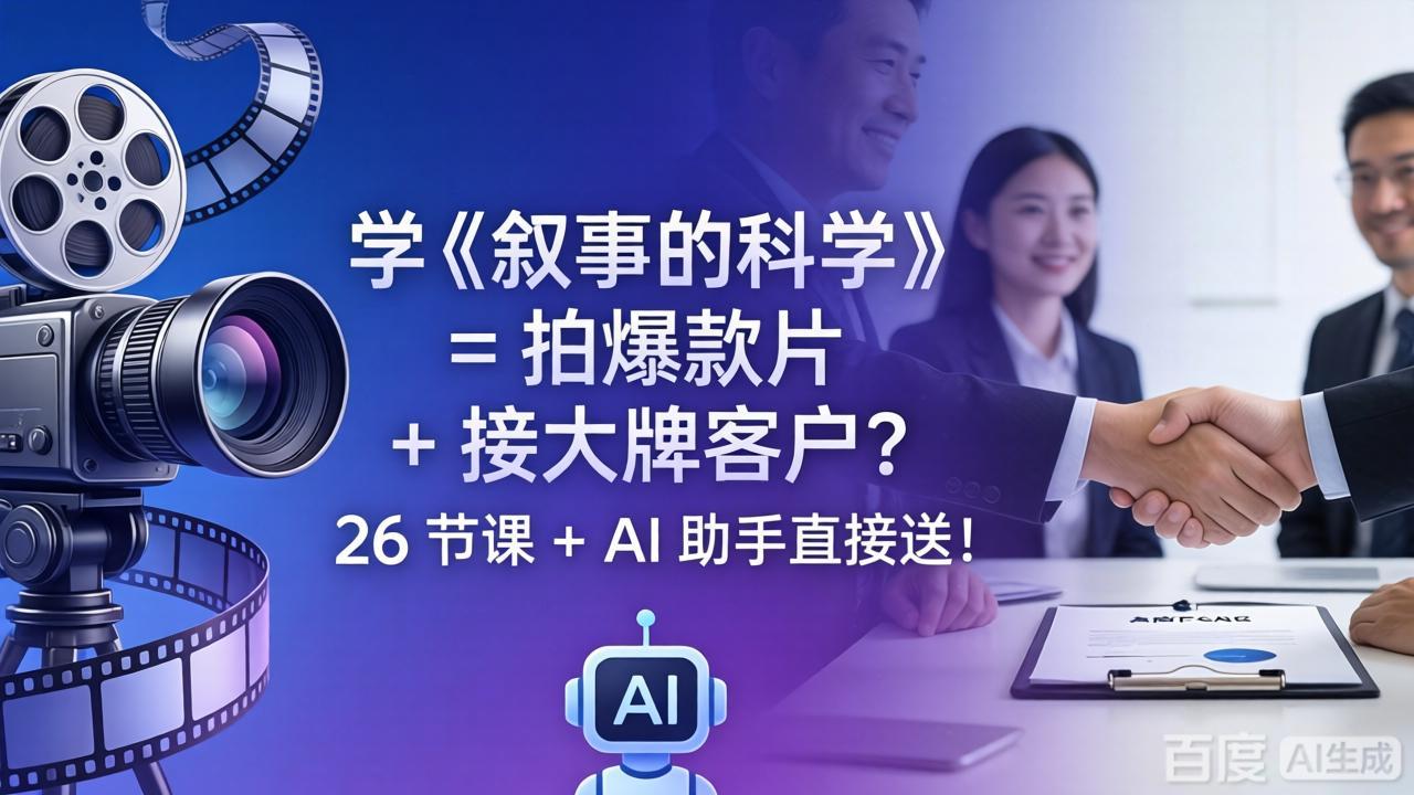 学《叙事的科学》= 拍爆款片 + 接大牌客户？26 节课 + AI 助手直接送！-87副业网 - 互联网副业项目资源分享平台