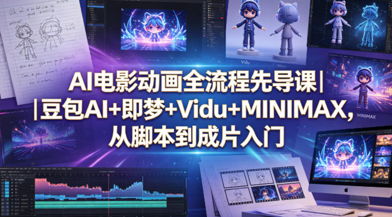 AI电影动画全流程先导课｜豆包AI+即梦+Vidu+MINIMAX，从脚本到成片入门-87副业网 - 互联网副业项目资源分享平台