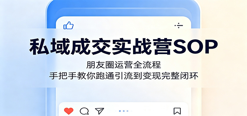 私域成交实战营SOP：朋友圈运营全流程，手把手教你跑通引流到变现完整闭环-87副业网 - 互联网副业项目资源分享平台