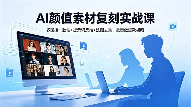 AI颜值素材复刻实战课，多图控一致性+提示词反推+洗图去重，批量做爆款视频-87副业网 - 互联网副业项目资源分享平台
