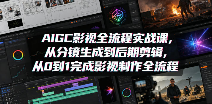 AIGC影视全流程实战课，从分镜生成到后期剪辑，从0到1完成影视制作全流程-87副业网 - 互联网副业项目资源分享平台