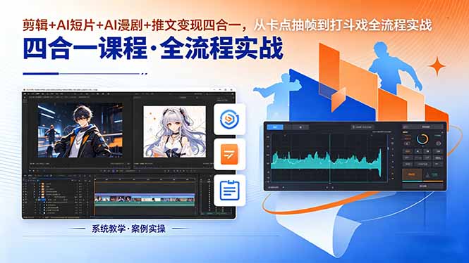 剪辑+AI短片+AI漫剧+推文变现四合一，从卡点抽帧到打斗戏全流程实战-87副业网 - 互联网副业项目资源分享平台