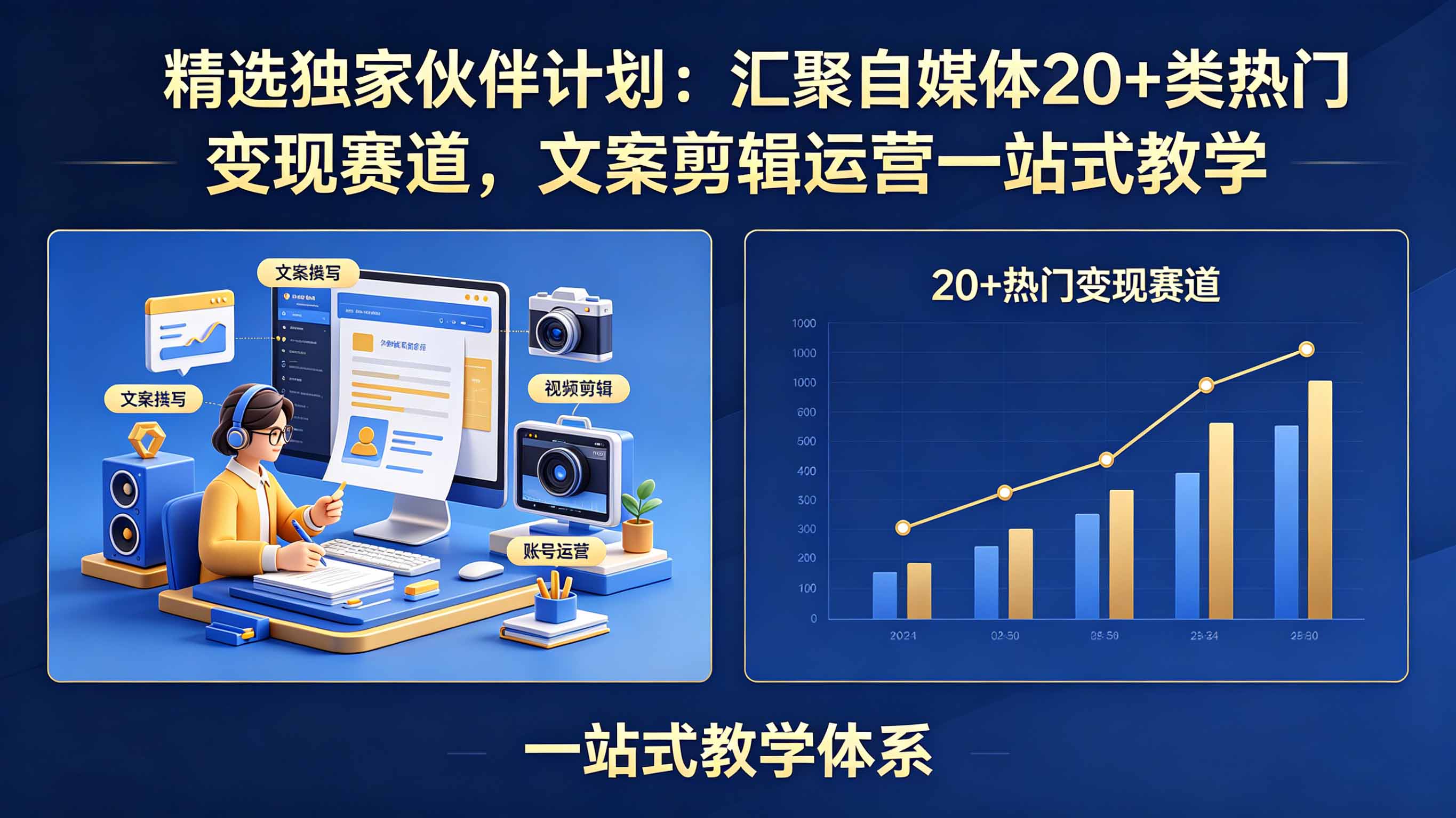 精选独家伙伴计划：汇聚自媒体20+类热门变现赛道，文案剪辑运营一站式教学-87副业网 - 互联网副业项目资源分享平台