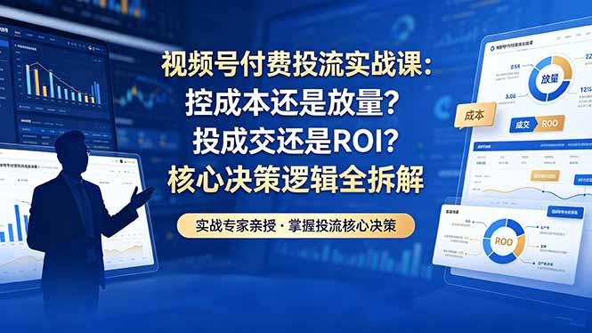视频号付费投流实战课-5月：控成本还是放量？投成交还是ROI？核心决策逻辑全拆解-87副业网 - 互联网副业项目资源分享平台