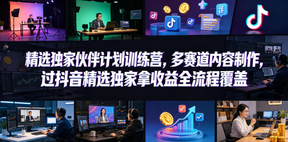 小豁食堂精选独家伙伴计划训练营，多赛道内容制作，过抖音精选独家拿收益全流程覆盖-87副业网 - 互联网副业项目资源分享平台