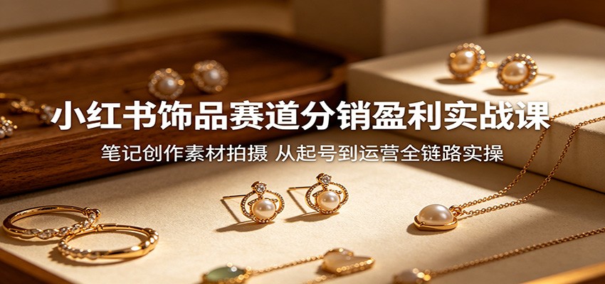 小红书饰品赛道分销盈利实战课：笔记创作素材拍摄，从起号到运营全链路实操-87副业网 - 互联网副业项目资源分享平台