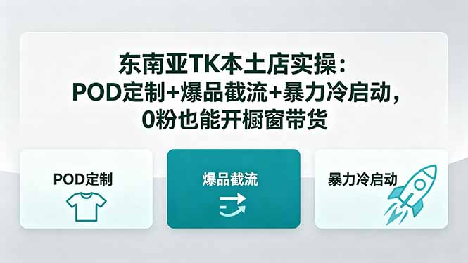 东南亚TK本土店实操-5月更新：POD定制+爆品截流+暴力冷启动，0粉也能开橱窗带货-87副业网 - 互联网副业项目资源分享平台