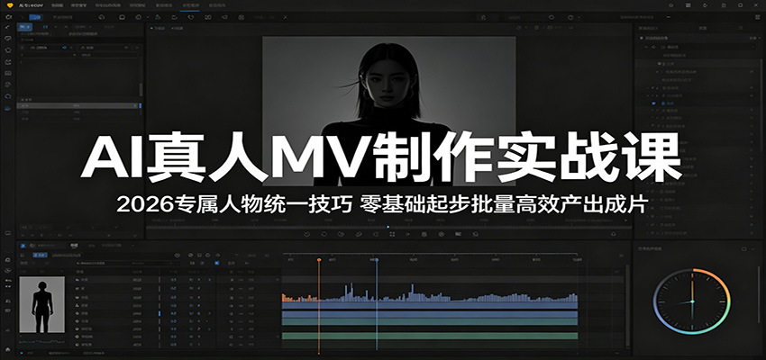 AI真人MV制作实战课：2026专属人物统一技巧，零基础起步批量高效产出成片-87副业网 - 互联网副业项目资源分享平台