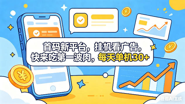 首码新平台，挂G自动看广告，快来吃第一波肉，每天单机30+，可矩阵放大【揭秘】-87副业网 - 互联网副业项目资源分享平台