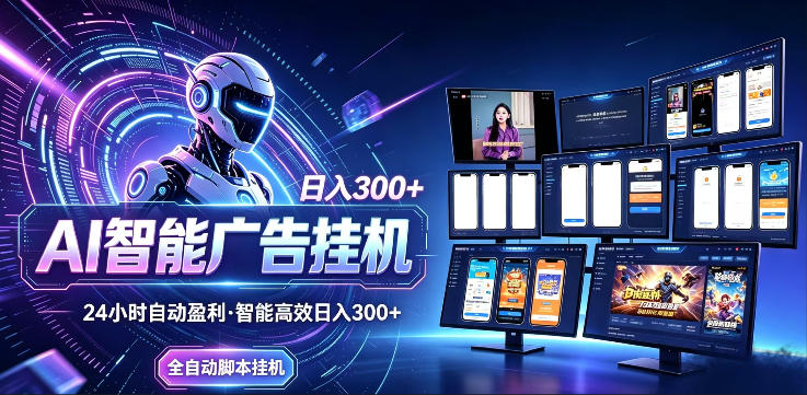 AI智能广告挂G项目，无需人工，单机稳定日入200+，可矩阵放大，24小时不间断刷广告賺收益【揭秘】-87副业网 - 互联网副业项目资源分享平台