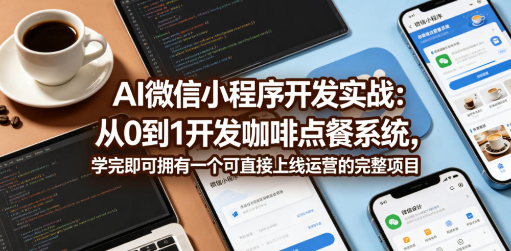 AI微信小程序开发实战：从0到1开发咖啡点餐系统，学完即可拥有一个可直接上线运营的完整项目-87副业网 - 互联网副业项目资源分享平台