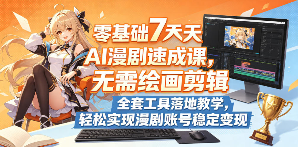 零基础7天AI漫剧速成课，无需绘画剪辑，全套工具落地教学，轻松实现漫剧账号稳定变现-87副业网 - 互联网副业项目资源分享平台