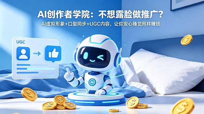 AI创作者学院:不想露脸做推广?AI虚拟形象+口型同步+UGC内容,让你安心睡觉照样赚钱-87副业网 - 互联网副业项目资源分享平台