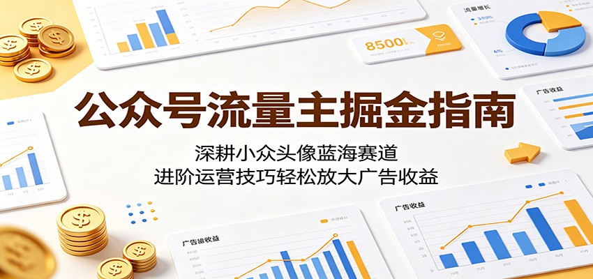 公众号流量主掘金指南：深耕小众头像蓝海赛道，进阶运营技巧轻松放大广告收益-87副业网 - 互联网副业项目资源分享平台