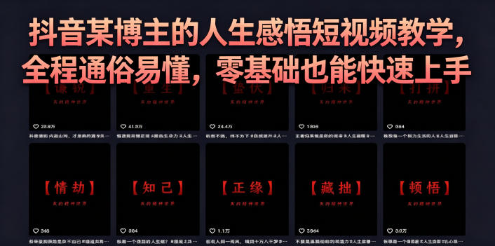 抖音某博主的灰太狼人生感悟短视频教学，全程通俗易懂，零基础也能快速上手-87副业网 - 互联网副业项目资源分享平台