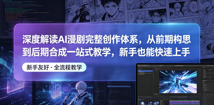 深度解读AI漫剧完整创作体系，从前期构思到后期合成一站式教学，新手也能快速上手-87副业网 - 互联网副业项目资源分享平台