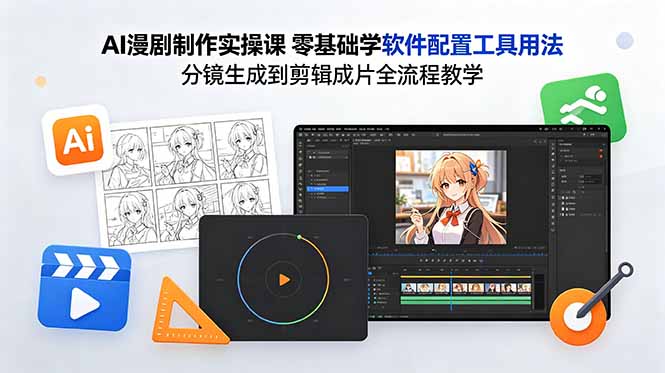 AI漫剧制作实操课 零基础学软件配置工具用法 分镜生成到剪辑成片全流程教学-87副业网 - 互联网副业项目资源分享平台