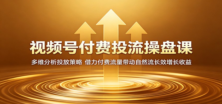 视频号付费投流操盘课：多维分析投放策略，借力付费流量带动自然流长效增长收益-87副业网 - 互联网副业项目资源分享平台