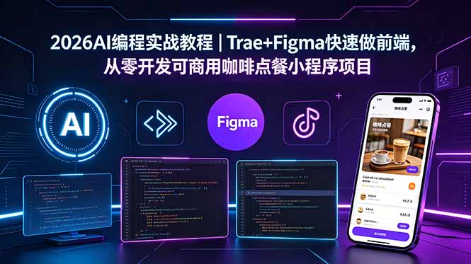 2026AI编程实战教程｜Trae+Figma快速做前端，从零开发可商用咖啡点餐小程序项目-87副业网 - 互联网副业项目资源分享平台
